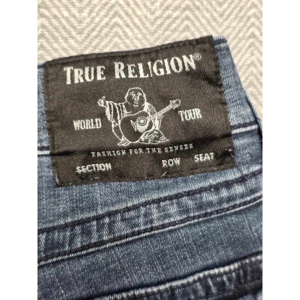 True Religion Ricky Relaxed Straight Jean Men 31 Blu Denim Flap Pocket 30 Inseam